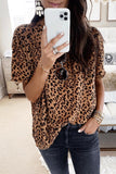 Dokifans Leopard Print Loose Design Brown T-shirt - Dokifans