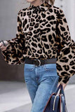 shirtstylespot Loose Leopard Print Shirt Collar Long Sleeves Tops