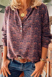 shirtstylespot Vintage V-Neck Button Print Shirt(3 Colors)