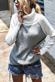 shirtstylespot Contrasting High Neck Solid Sweater