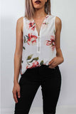 shirtstylespot Summer Fashion Zipper Design Floral Tank Top