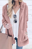 shirtstylespot Solid Color Plush Cap Long Sleeve Cardigan Coat