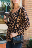 shirtstylespot Backless Leopard Print Long Sleeve Tops