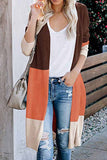 shirtstylespot Loose Splice Contrast Cardigan