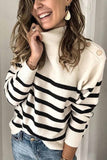 shirtstylespot Button Design Striped Sweater