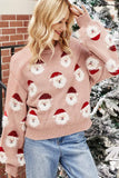 shirtstylespot Casual Loose Round Neck Santa Sweater