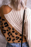 shirtstylespot Turtleneck Leopard Print Patchwork Cold Sweater