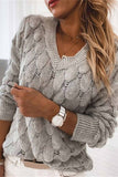 shirtstylespot Loose V-neck Feather Solid Color Sweater(5 Colors)