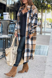 shirtstylespot Lapel Plaid Coat Tops