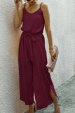 shirtstylespot V-neck Strap Wide Leg Jumpsuit