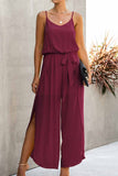 shirtstylespot V-neck Strap Wide Leg Jumpsuit